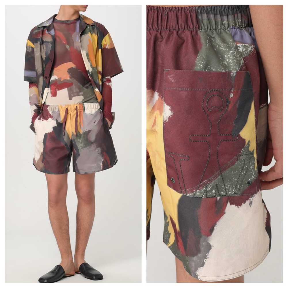 JW Anderson Abstract Print Logo Swim Shorts